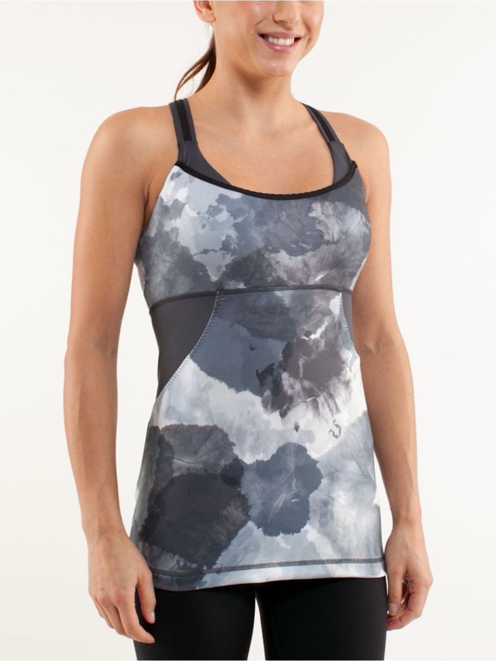 Lululemon Cross My Heart Tank Sz 10 In White Coal Tinted Canvas Super